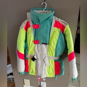 Sunice Vintage Neon colorful Kids Winter Jacket with Snow pants Suit